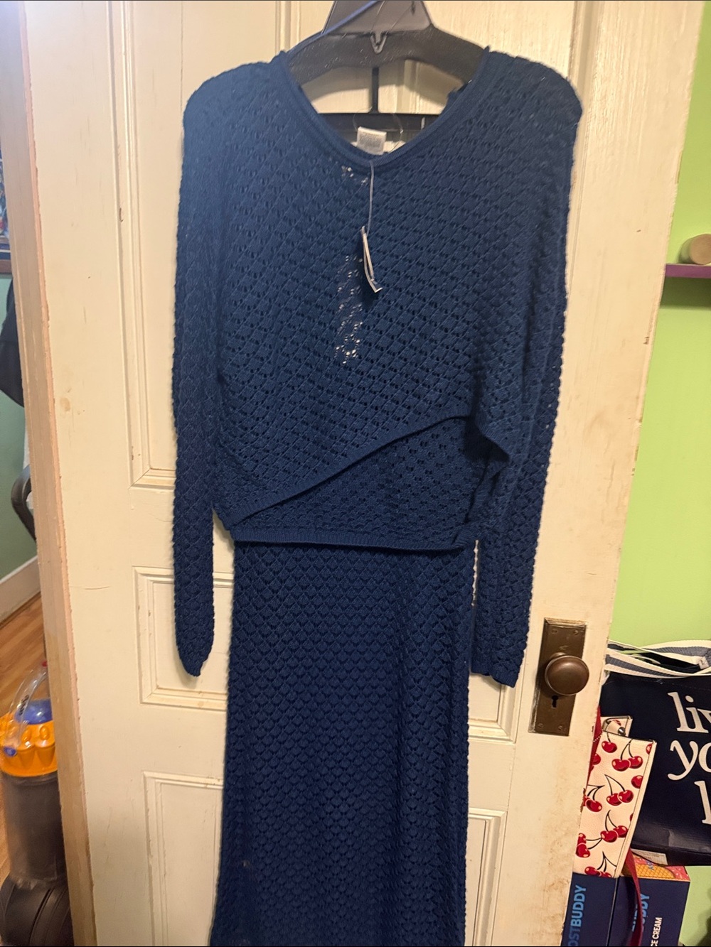Olive & Oak Long Sleeve Knit Two-Piece Dress Set - Navy Blue
